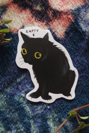 emptycat Naklejka czarny kotek bez mózgu