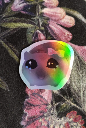 holo chomik Naklejka holograficza smutny chomiczek