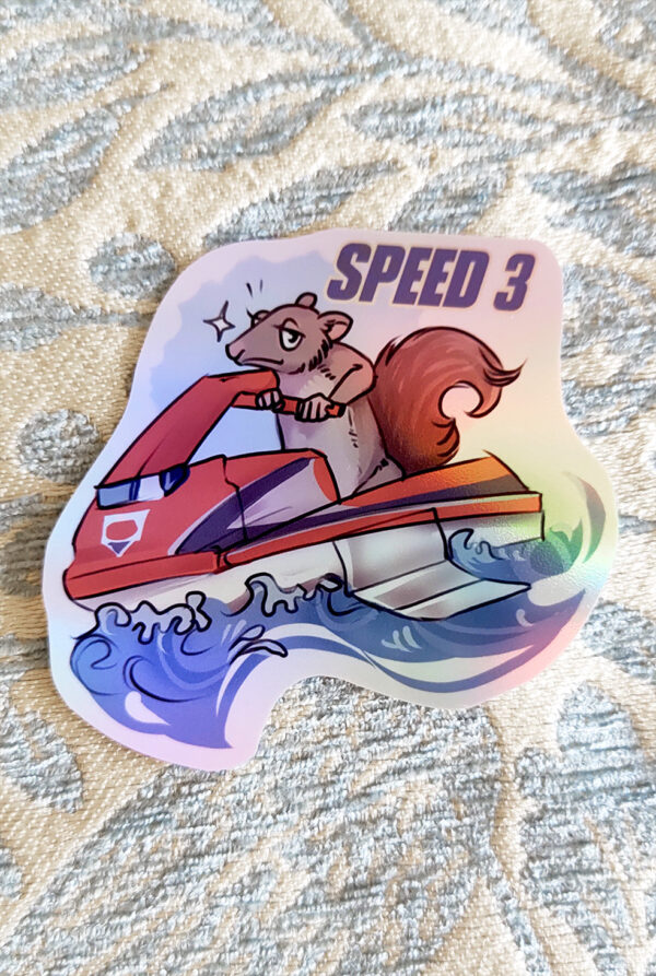 Naklejka holograficzna Speed 3 Wiewiórka na motorówce